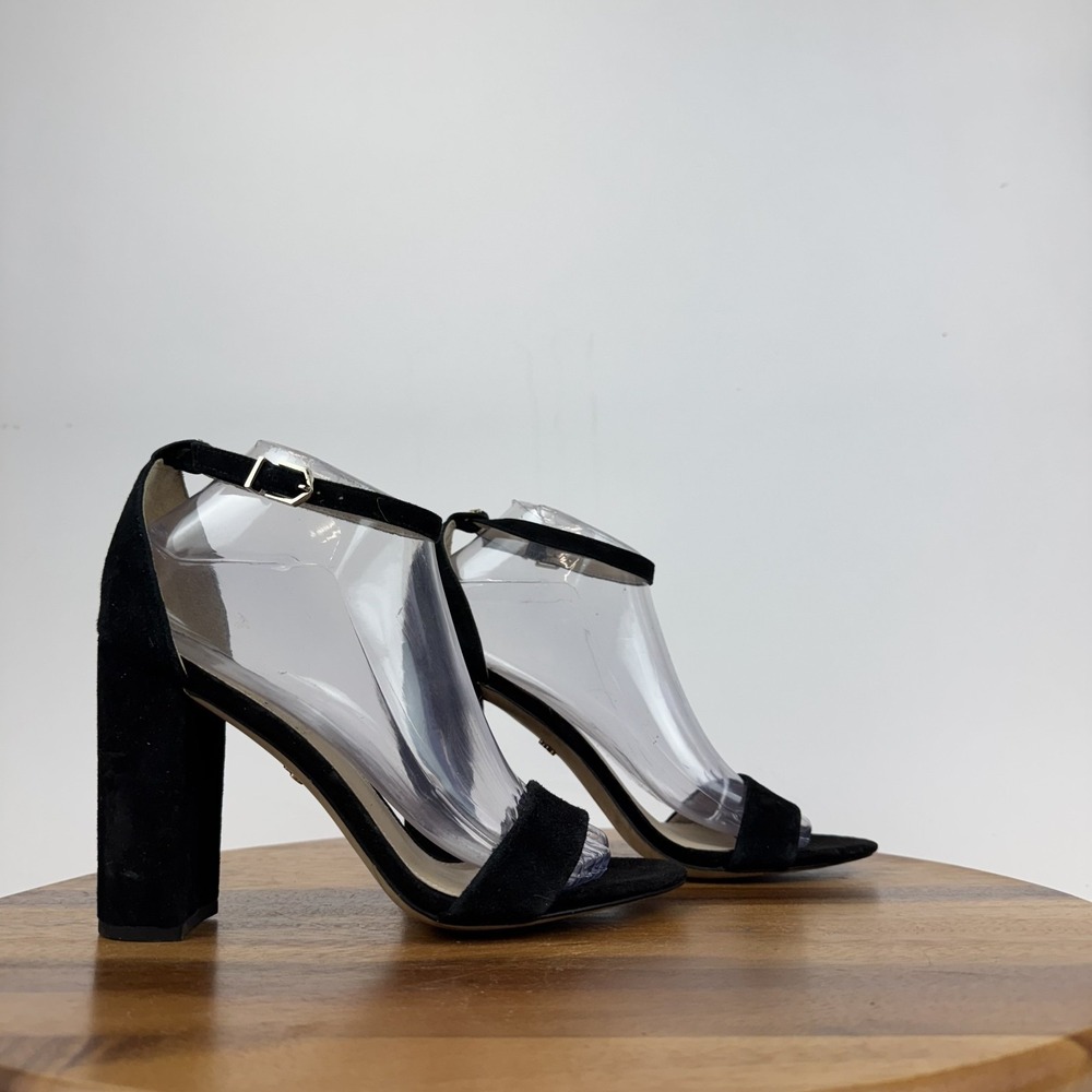 Womens Sam Edelman Yaro Black Suede Strappy Sandals High Heels Size 8.5 M GUC